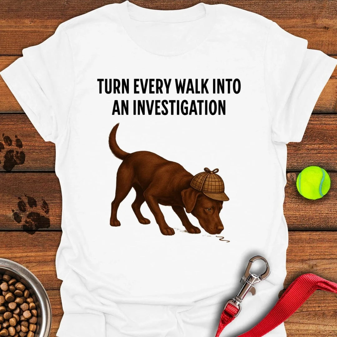 Chocolate Labrador Detective T-Shirt Fluffy Dog Clothes Gift Idea For Dog Pet Lovers