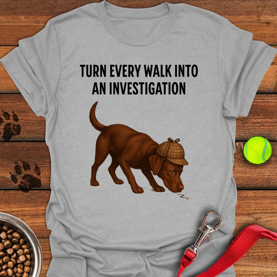 Chocolate Labrador Detective T-Shirt Fluffy Dog Clothes Gift Idea For Dog Pet Lovers
