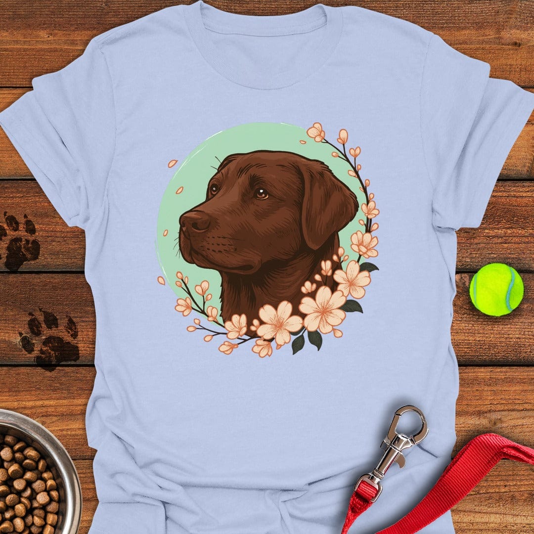 Chocolate Labrador Flower T-Shirt Gentle Dog Clothing Presents For Dod Lovers Person