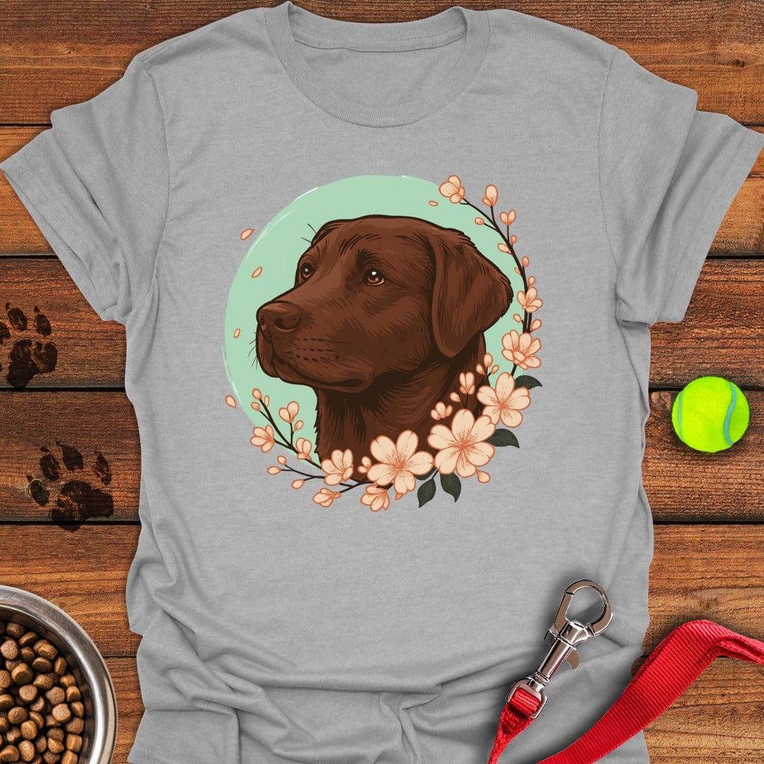 Chocolate Labrador Flower T-Shirt Gentle Dog Clothing Presents For Dod Lovers Person