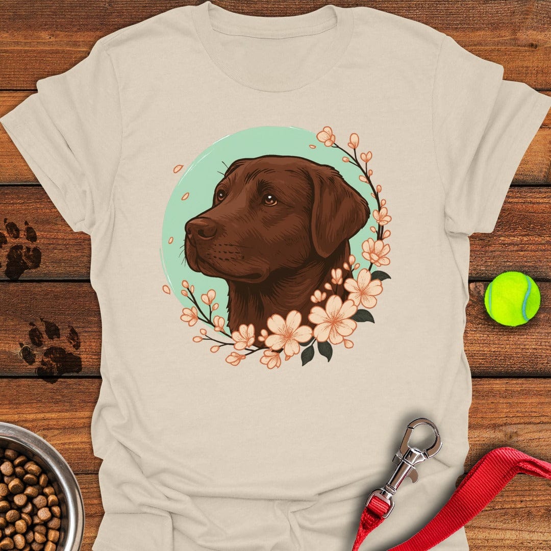 Chocolate Labrador Flower T-Shirt Gentle Dog Clothing Presents For Dod Lovers Person