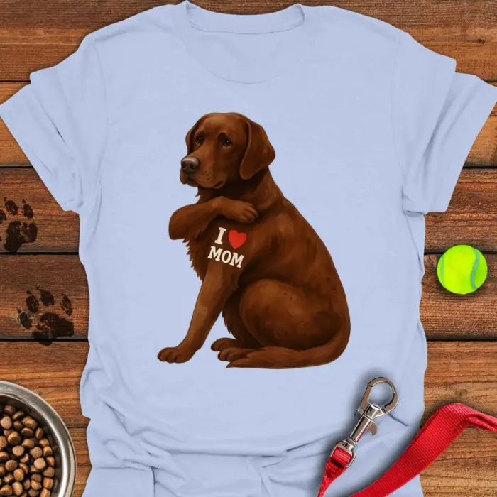 Chocolate Labrador I Love Mom T-Shirt Mother's Day Gifts For Chocolate Lab Lovers