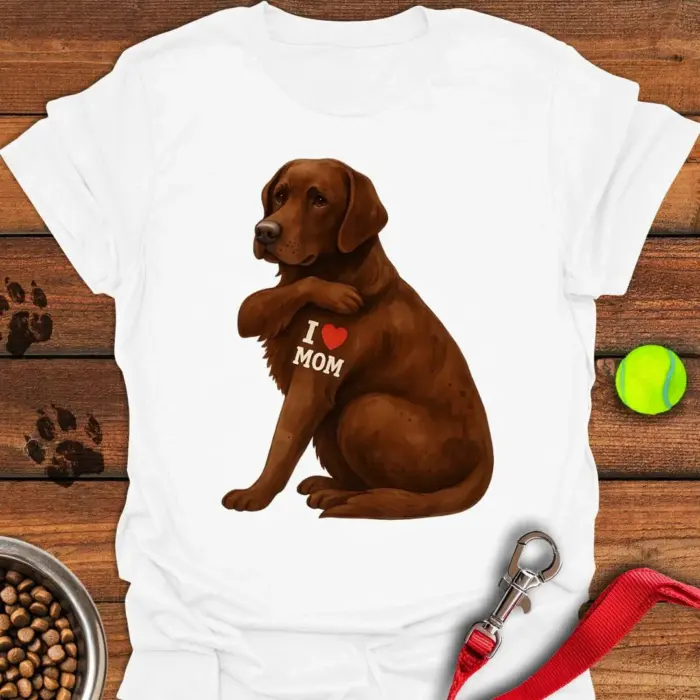 Chocolate Labrador I Love Mom T-Shirt Mother's Day Gifts For Chocolate Lab Lovers