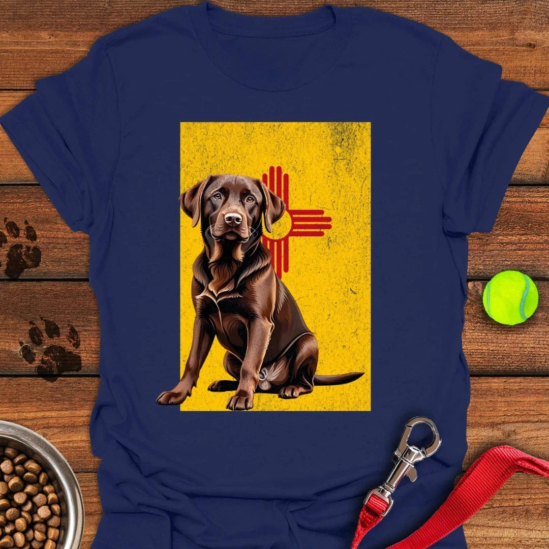 Chocolate Labrador New Mexico Flag T-Shirt Friendly Dog Apparel Dad Fathers Day Gifts