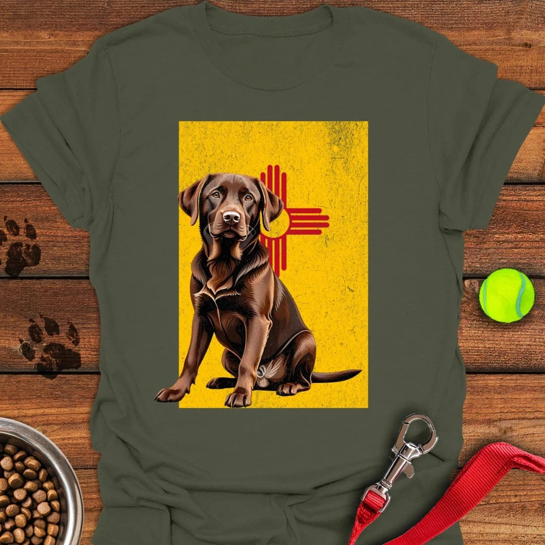 Chocolate Labrador New Mexico Flag T-Shirt Friendly Dog Apparel Dad Fathers Day Gifts