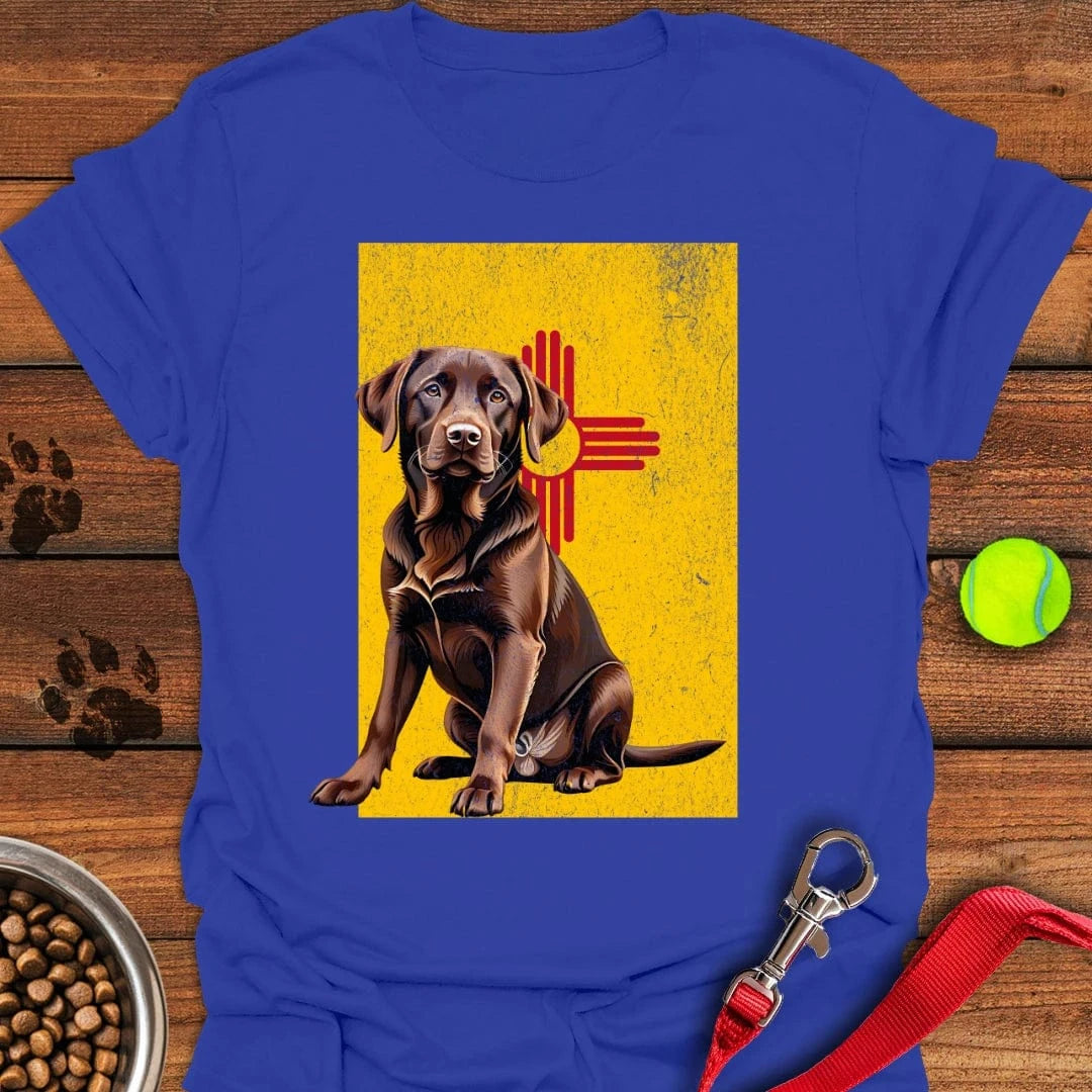 Chocolate Labrador New Mexico Flag T-Shirt Friendly Dog Apparel Dad Fathers Day Gifts