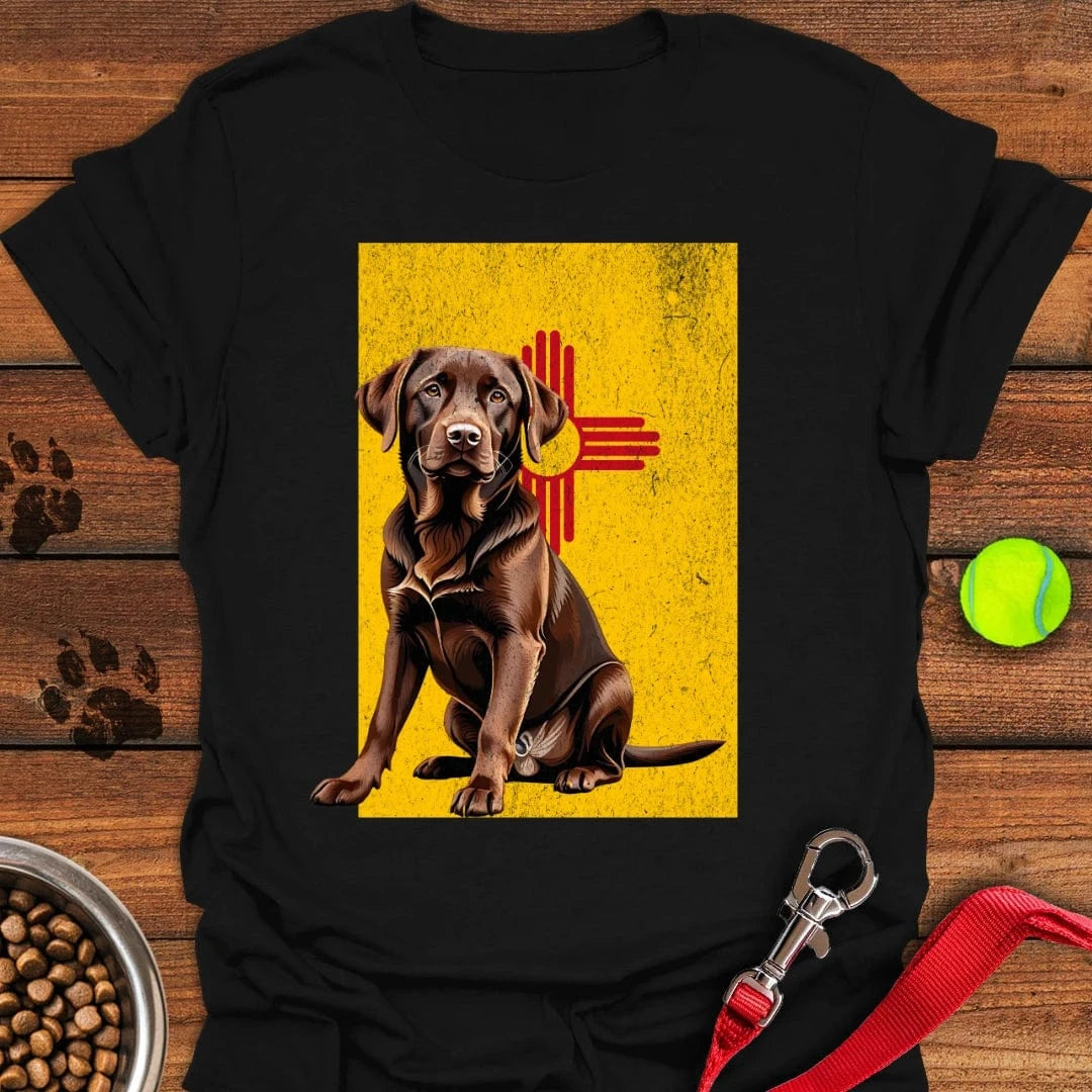 Chocolate Labrador New Mexico Flag T-Shirt Friendly Dog Apparel Dad Fathers Day Gifts