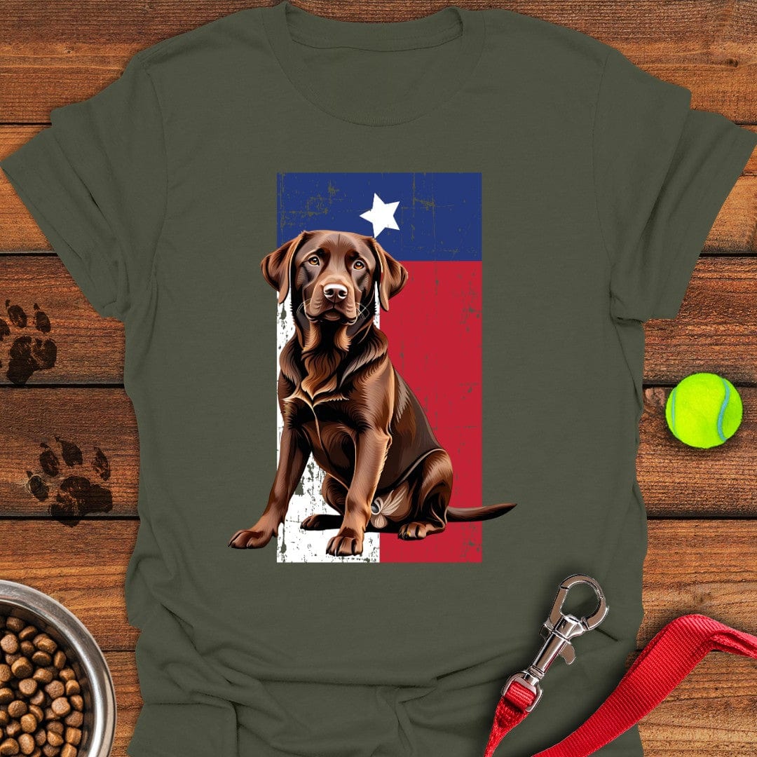 Chocolate Labrador Texas Flag T-Shirt Gentle Dog Clothes Dad Fathers Day Gifts