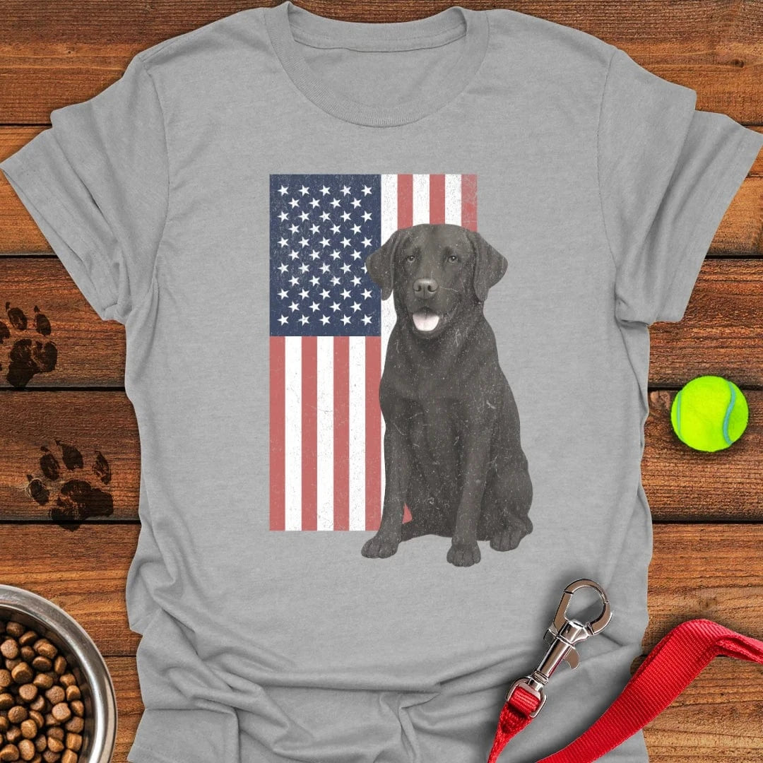 Chocolate Labrador USA Flag Faded T-Shirt Funny Dog Clothes Cool Gifts For Pet Lovers