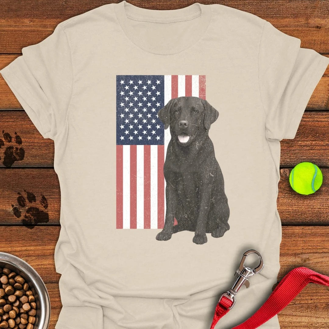 Chocolate Labrador USA Flag Faded T-Shirt Funny Dog Clothes Cool Gifts For Pet Lovers