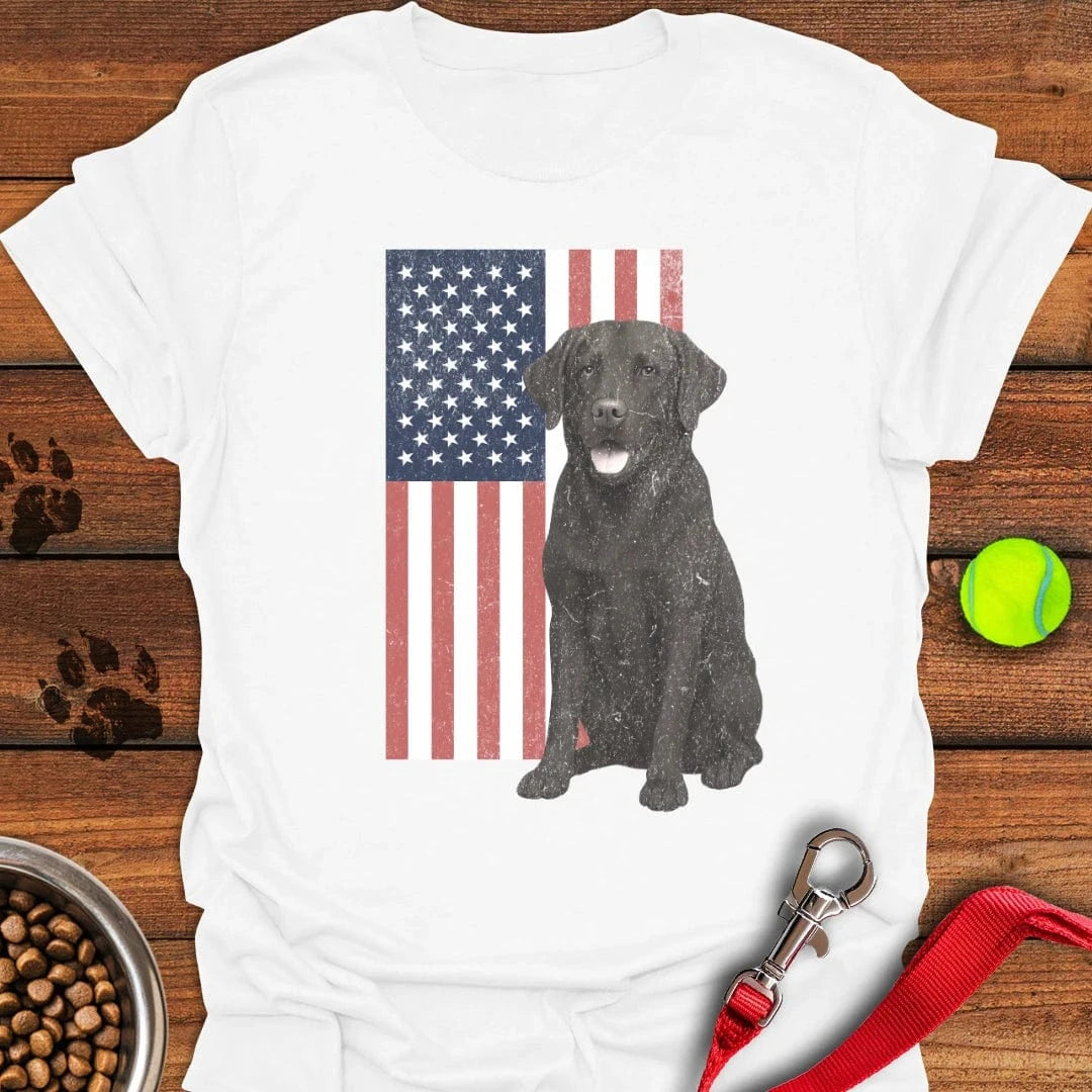 Chocolate Labrador USA Flag Faded T-Shirt Funny Dog Clothes Cool Gifts For Pet Lovers