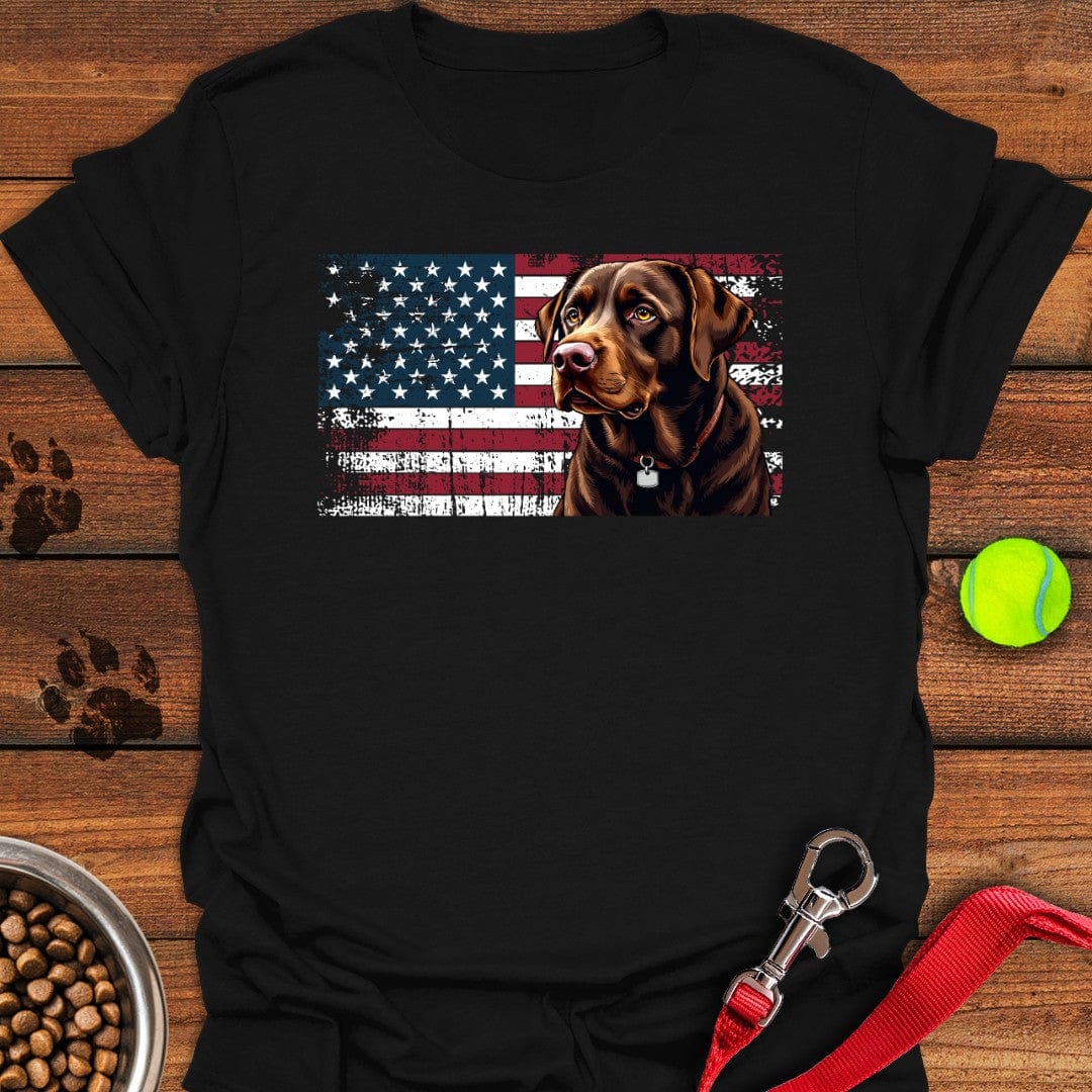 Chocolate Labrador USA Flag T-Shirt Adorable Dog Clothing Best Presents For Dog Lovers