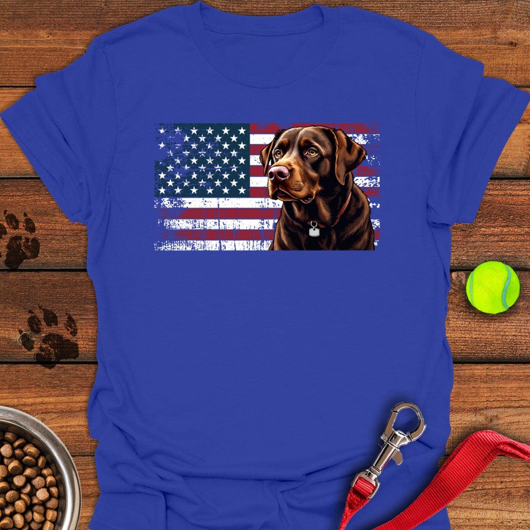 Chocolate Labrador USA Flag T-Shirt Adorable Dog Clothing Best Presents For Dog Lovers