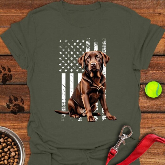 Chocolate Labrador USA Flag T-Shirt Gifts For Chocolate Labrador Lovers
