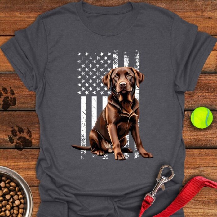 Chocolate Labrador USA Flag T-Shirt Gifts For Chocolate Labrador Lovers