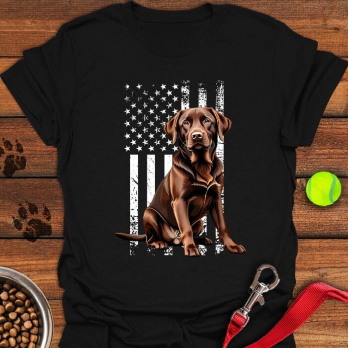 Chocolate Labrador USA Flag T-Shirt Gifts For Chocolate Labrador Lovers