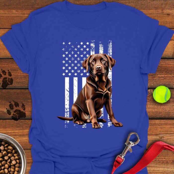 Chocolate Labrador USA Flag T-Shirt Gifts For Chocolate Labrador Lovers