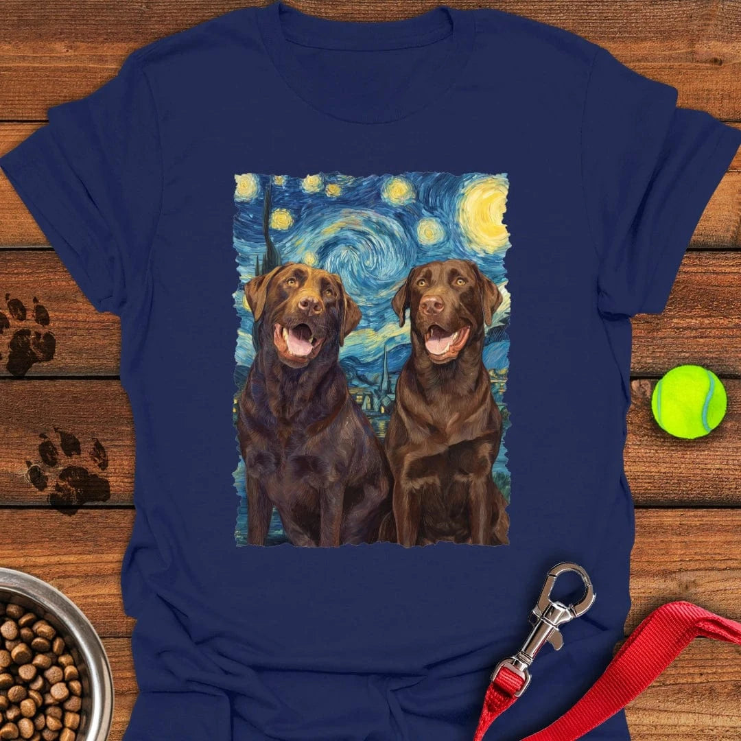 Chocolate Labradors Van Gogh T-Shirt Adorable Dog Clothes Gifts For Father In Law