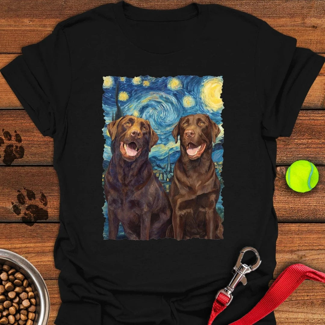 Chocolate Labradors Van Gogh T-Shirt Adorable Dog Clothes Gifts For Father In Law