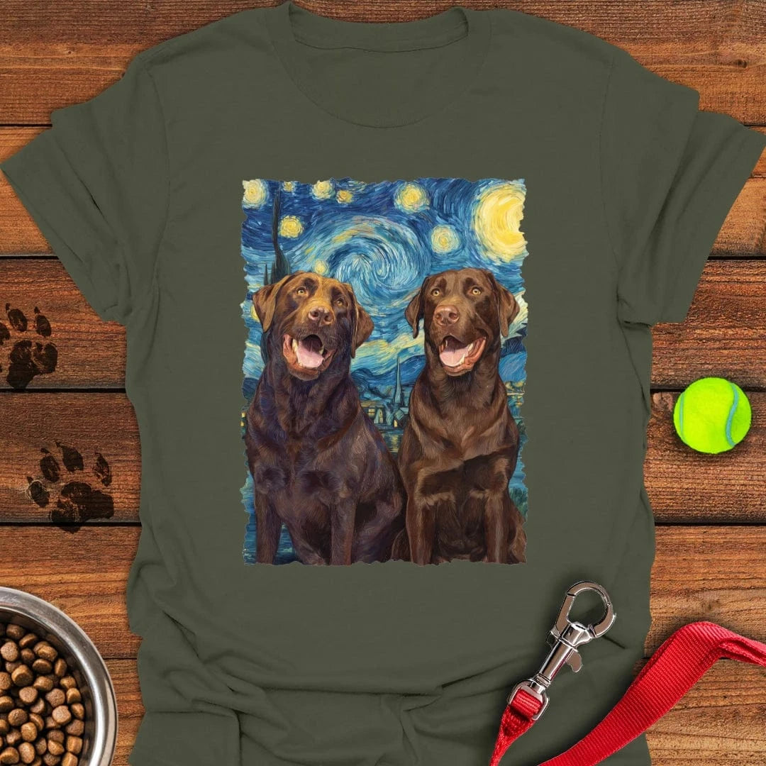 Chocolate Labradors Van Gogh T-Shirt Adorable Dog Clothes Gifts For Father In Law