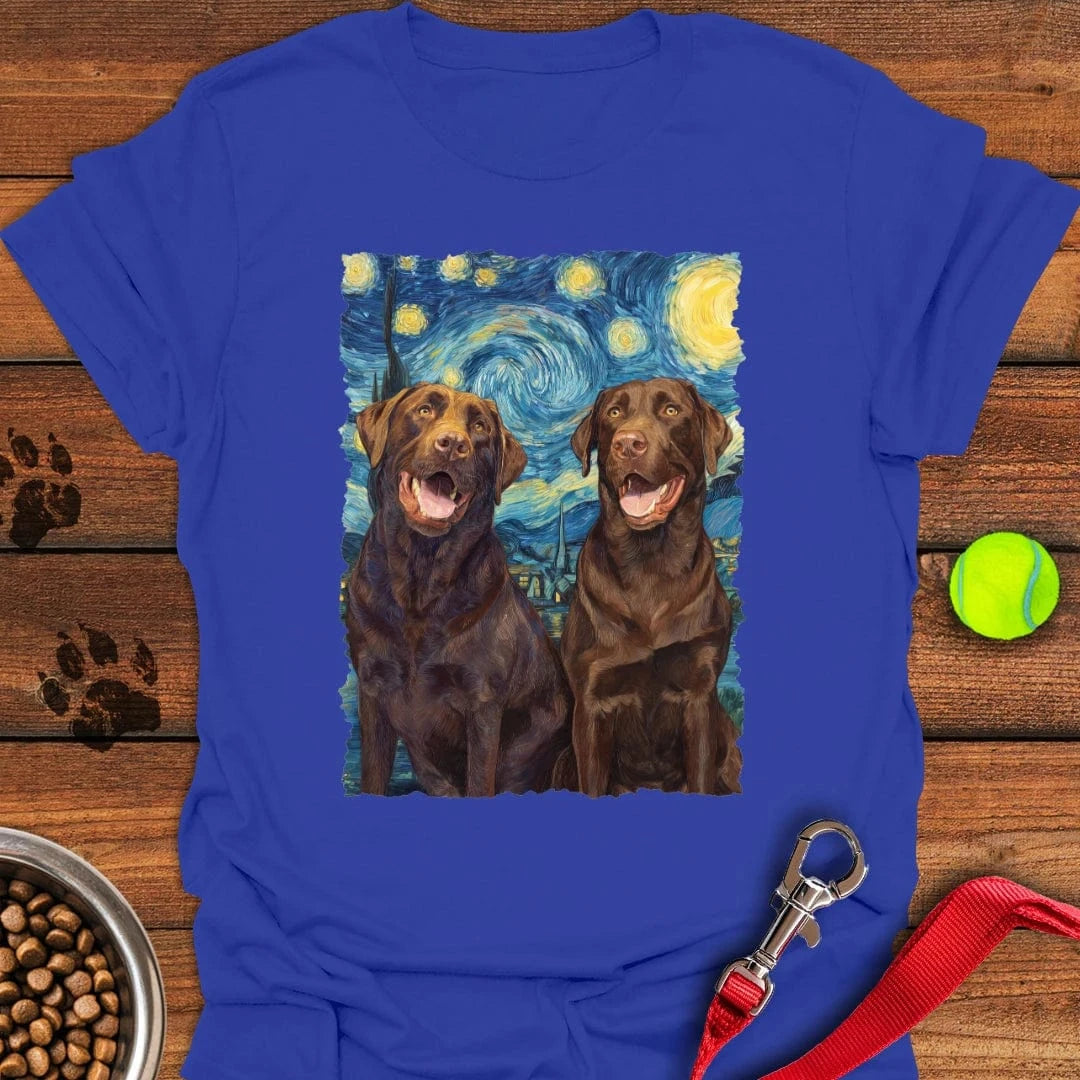 Chocolate Labradors Van Gogh T-Shirt Adorable Dog Clothes Gifts For Father In Law