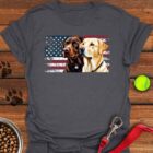 Chocolate & Yellow Lab USA Flag T-Shirt Gifts For Yellow Labrador Lovers