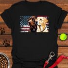 Chocolate & Yellow Lab USA Flag T-Shirt Gifts For Yellow Labrador Lovers