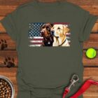 Chocolate & Yellow Lab USA Flag T-Shirt Gifts For Yellow Labrador Lovers