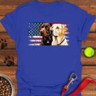 Chocolate & Yellow Lab USA Flag T-Shirt Gifts For Yellow Labrador Lovers