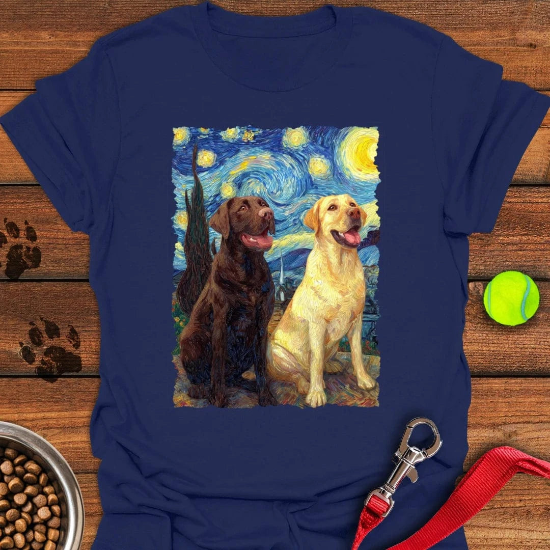 Chocolate & Yellow Labrador Starry Night T-Shirt Playful Dog Clothing Funny Gifts From The Dog
