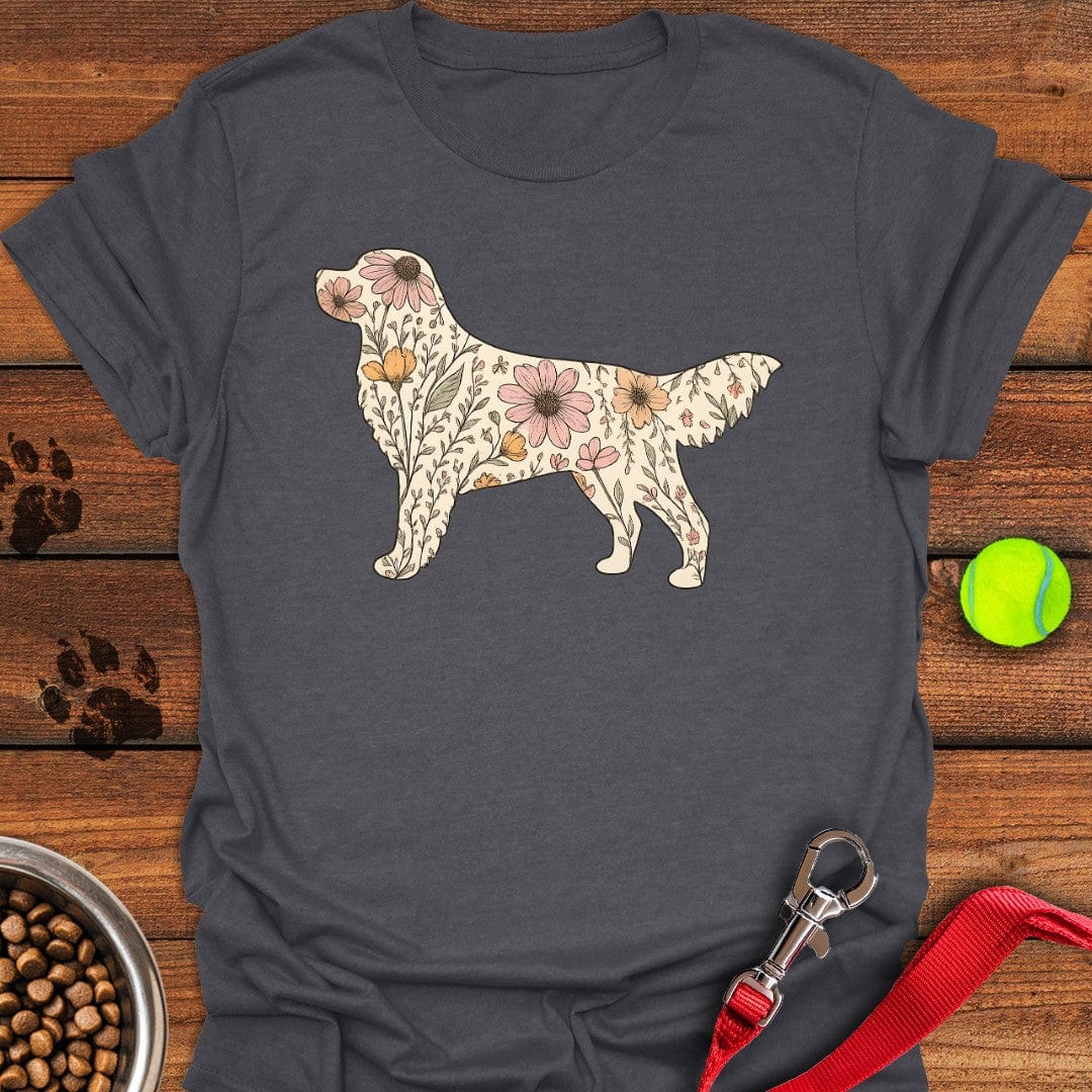 Flower SIlhouette Labrador T-Shirt Friendly Dog Clothes Unique Gifts For Dog Lovers