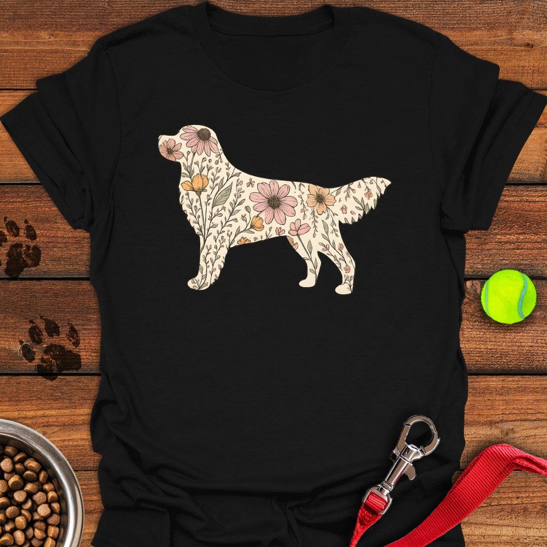 Flower SIlhouette Labrador T-Shirt Friendly Dog Clothes Unique Gifts For Dog Lovers