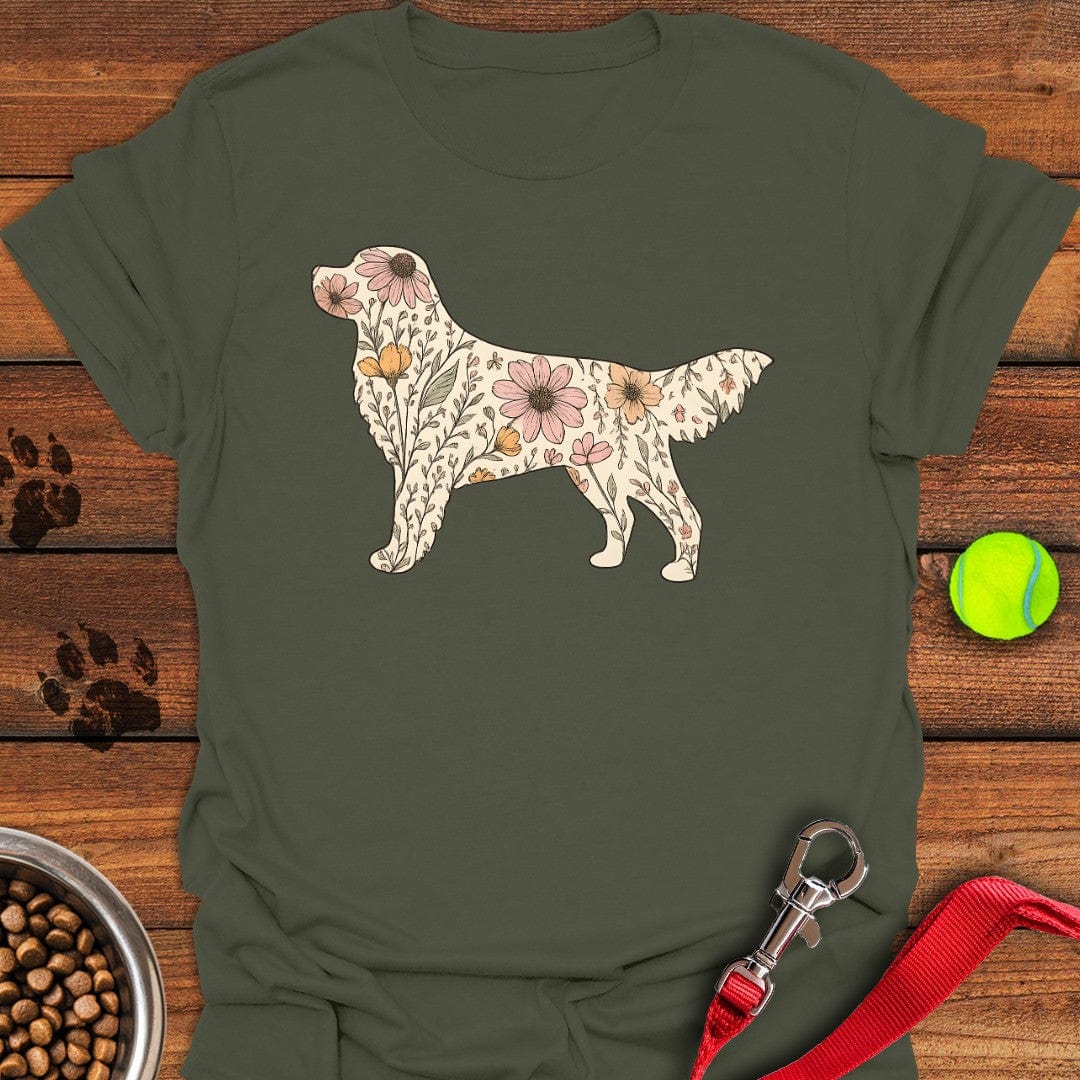 Flower SIlhouette Labrador T-Shirt Friendly Dog Clothes Unique Gifts For Dog Lovers