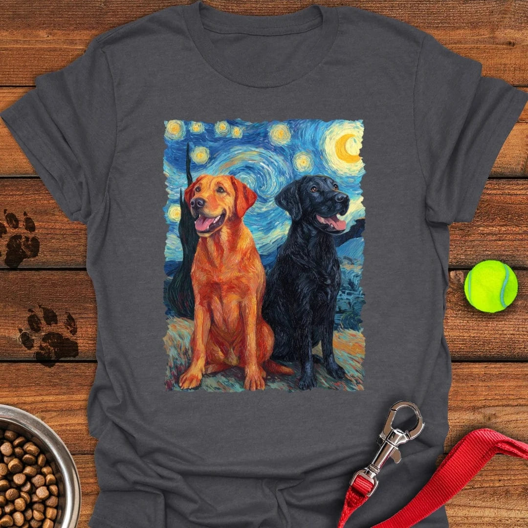 Fox Red & Black Lab Van Gogh T-Shirt Friendly Dog Apparel Mother's Day Gifts For Daughter