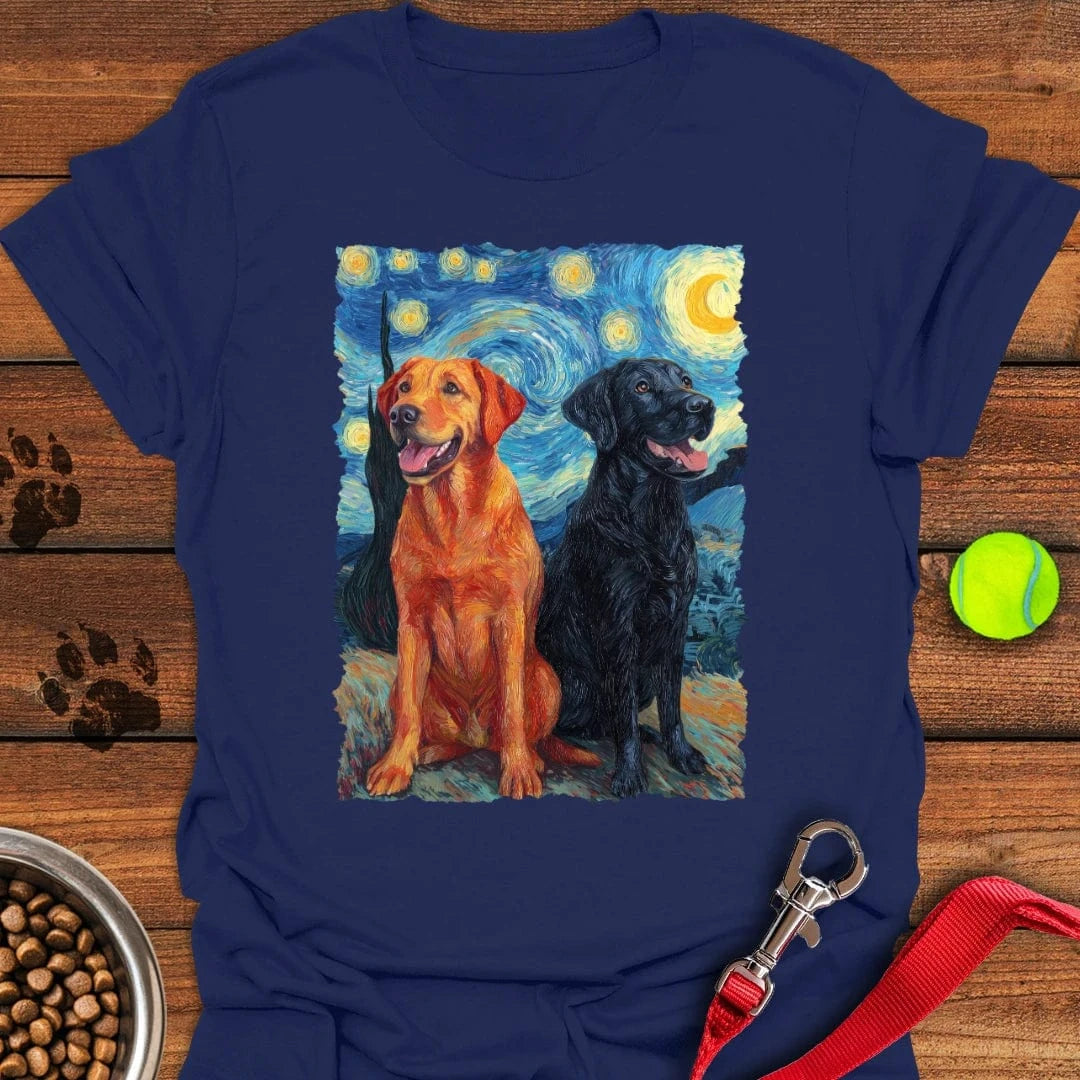 Fox Red & Black Lab Van Gogh T-Shirt Friendly Dog Apparel Mother's Day Gifts For Daughter