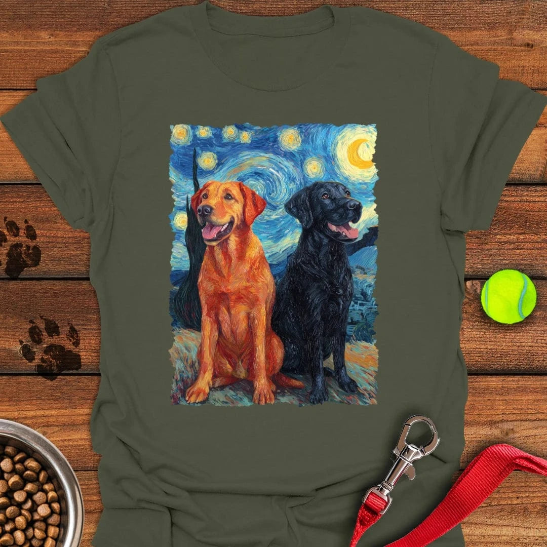 Fox Red & Black Lab Van Gogh T-Shirt Friendly Dog Apparel Mother's Day Gifts For Daughter