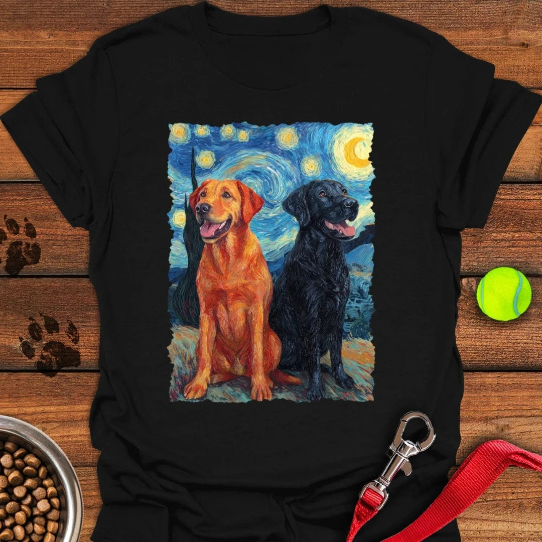 Fox Red & Black Lab Van Gogh T-Shirt Friendly Dog Apparel Mother's Day Gifts For Daughter
