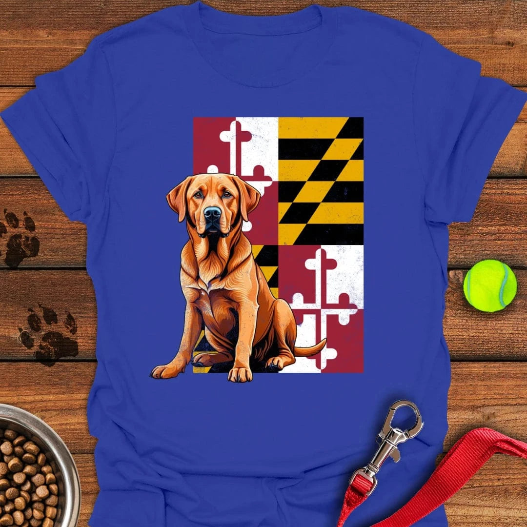 Fox Red Labrador Maryland Flag T-Shirt Silly Dog Apparel Father's Day Gifts For Grandpa