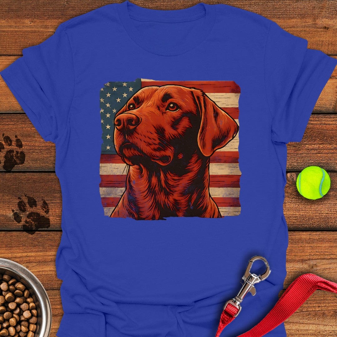 Fox Red Labrador USA Flag T-Shirt Gentle Dog Clothing Gifts For Dad Who Wants Nothing