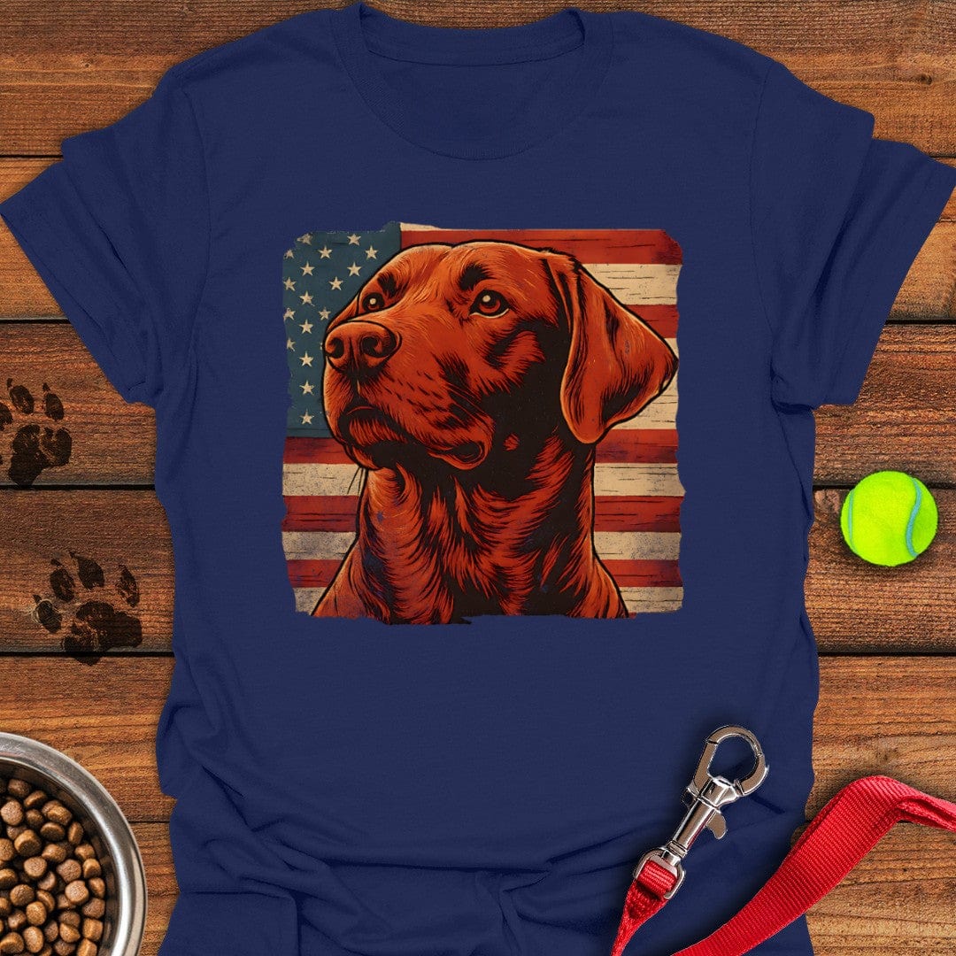 Fox Red Labrador USA Flag T-Shirt Gentle Dog Clothing Gifts For Dad Who Wants Nothing