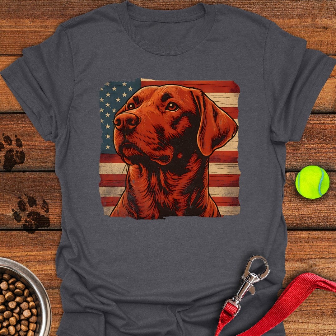 Fox Red Labrador USA Flag T-Shirt Gentle Dog Clothing Gifts For Dad Who Wants Nothing