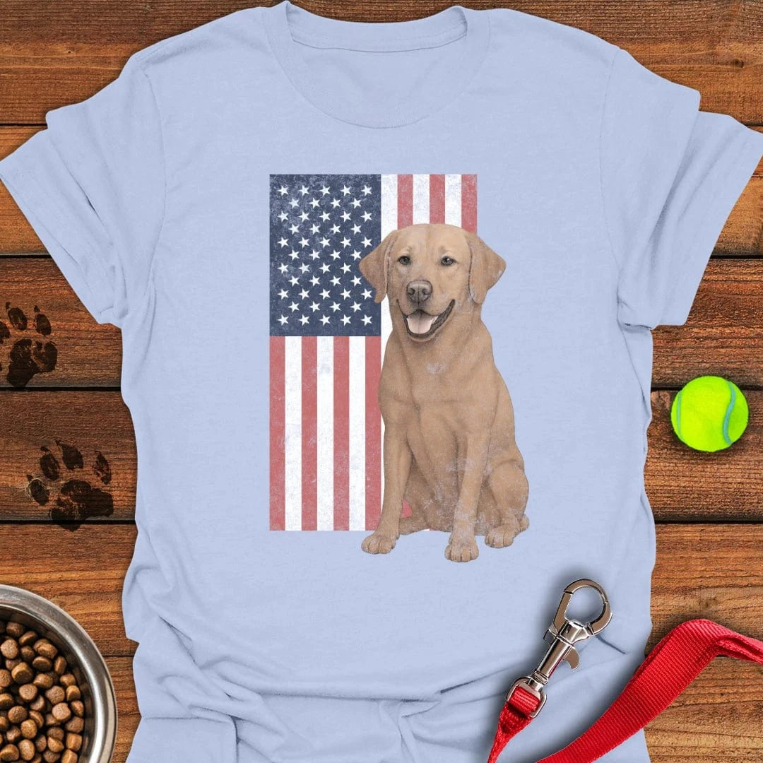 Fox Red USA Flag Faded T-Shirt Lucky Dog Apparel Presents For People With Dogs