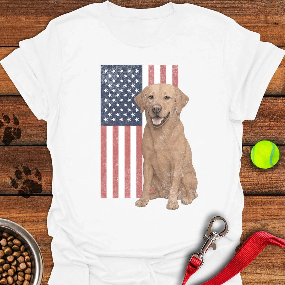 Fox Red USA Flag Faded T-Shirt Lucky Dog Apparel Presents For People With Dogs