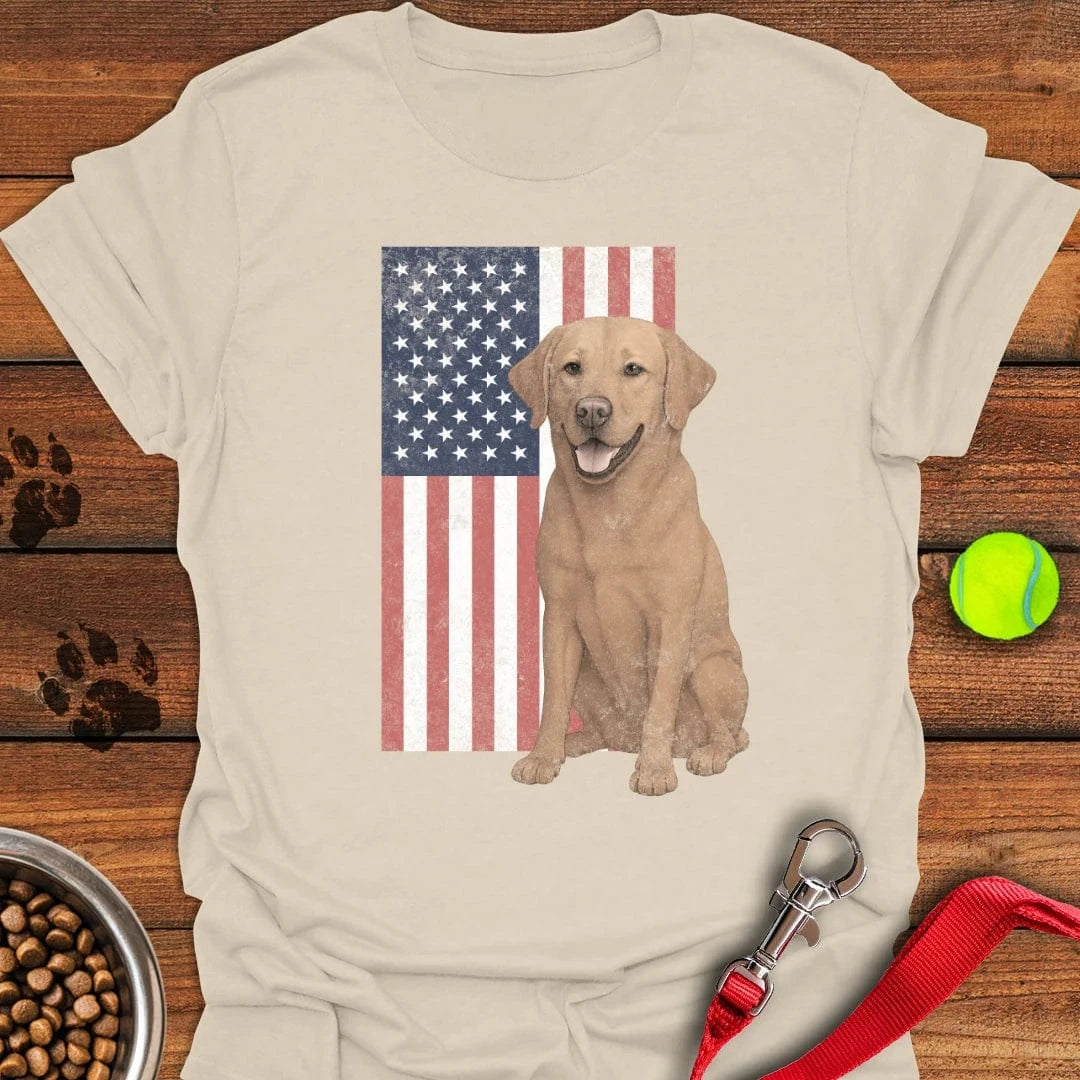 Fox Red USA Flag Faded T-Shirt Lucky Dog Apparel Presents For People With Dogs