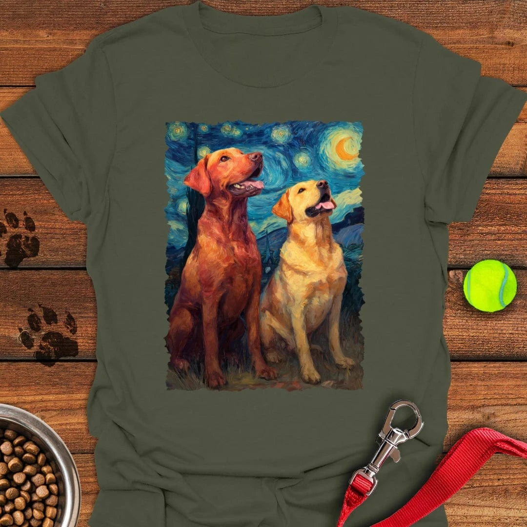 Fox Red & Yellow Labrador Starry Night T-Shirt Silly Dog Apparel Awesome Mother's Day Gifts For Mom
