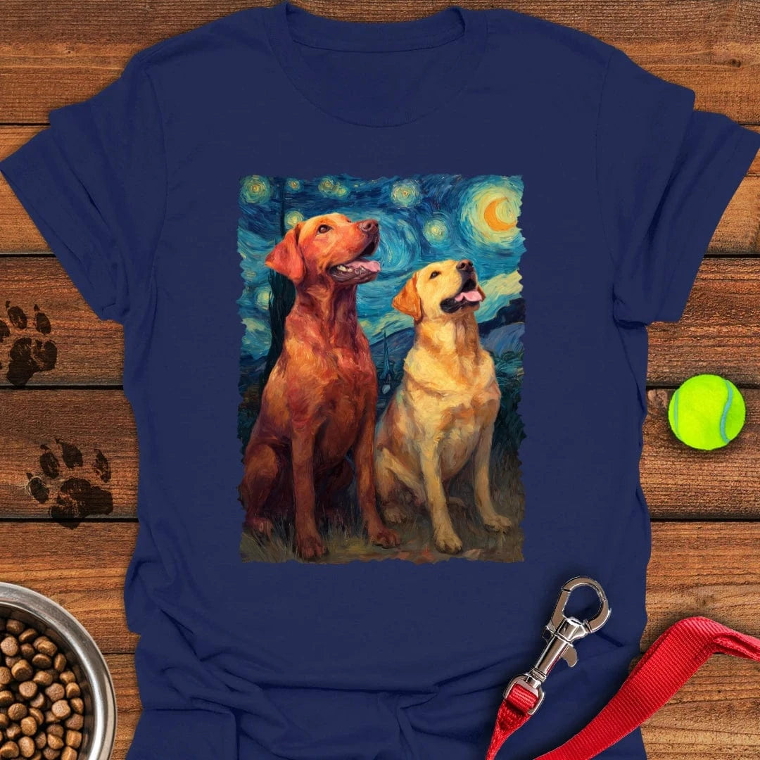 Fox Red & Yellow Labrador Starry Night T-Shirt Silly Dog Apparel Awesome Mother's Day Gifts For Mom