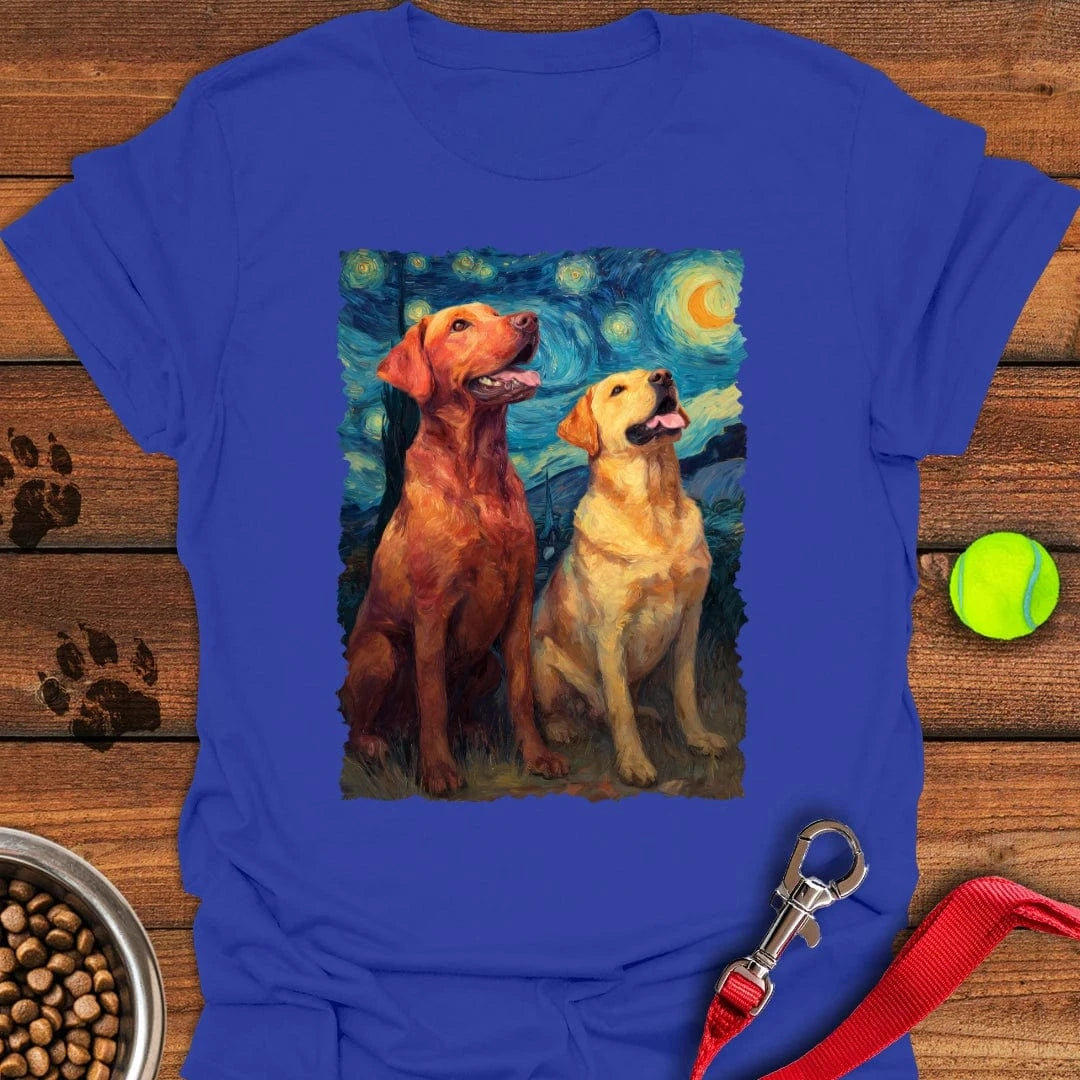 Fox Red & Yellow Labrador Starry Night T-Shirt Silly Dog Apparel Awesome Mother's Day Gifts For Mom