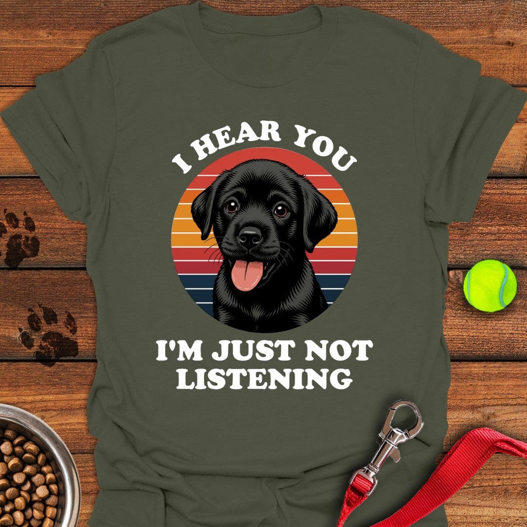 Funny Black Labrador Puppy T-Shirt Lazy Dog Apparel Good Gifts For Mom
