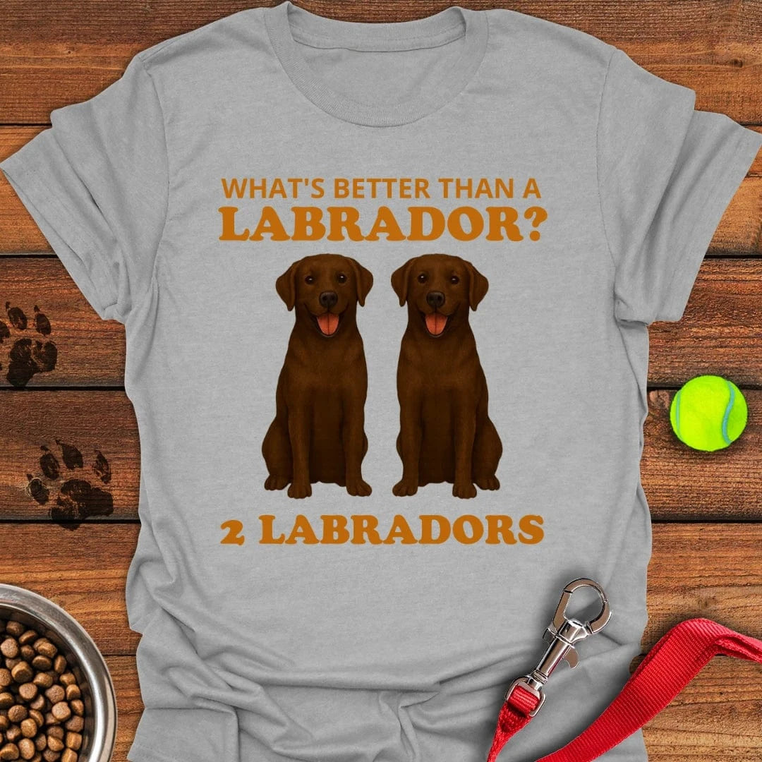 Funny Two Chocolate Labradors T-Shirt Fluffy Dog Clothing Great Father's Day Gifts