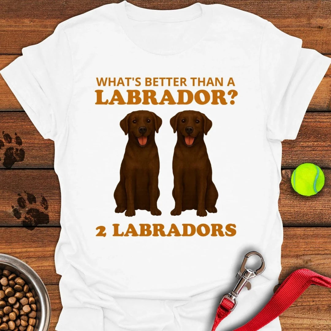 Funny Two Chocolate Labradors T-Shirt Fluffy Dog Clothing Great Father's Day Gifts